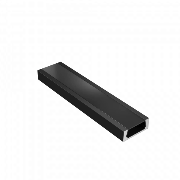 12131b_ch Geniled profile kit for overhead LED strip 16x6x2000 M16 Black with plugs and flat black diffuser 02